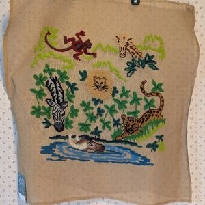 NWT B.Altman & Co. Balta hand embroidery animals lion zebra tiger monkeys NOS